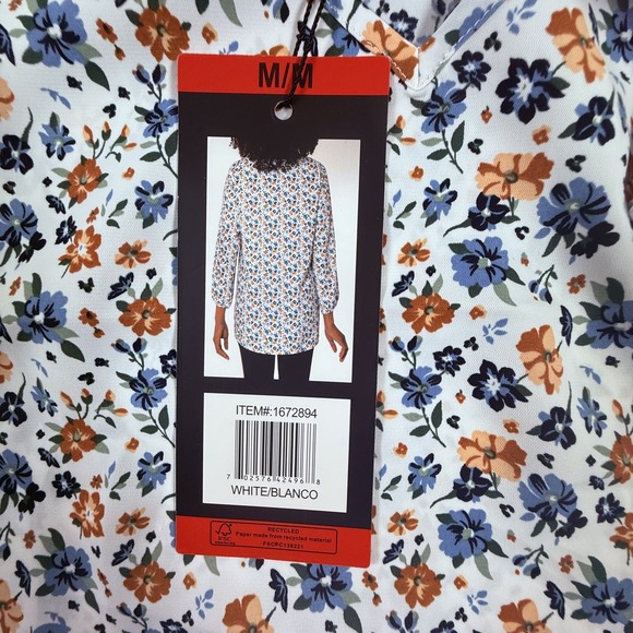 Mario Serrani Blouse Womens Medium Floral V Neck 3/4 Sleeve Lightweight Top - Picture 4 of 8